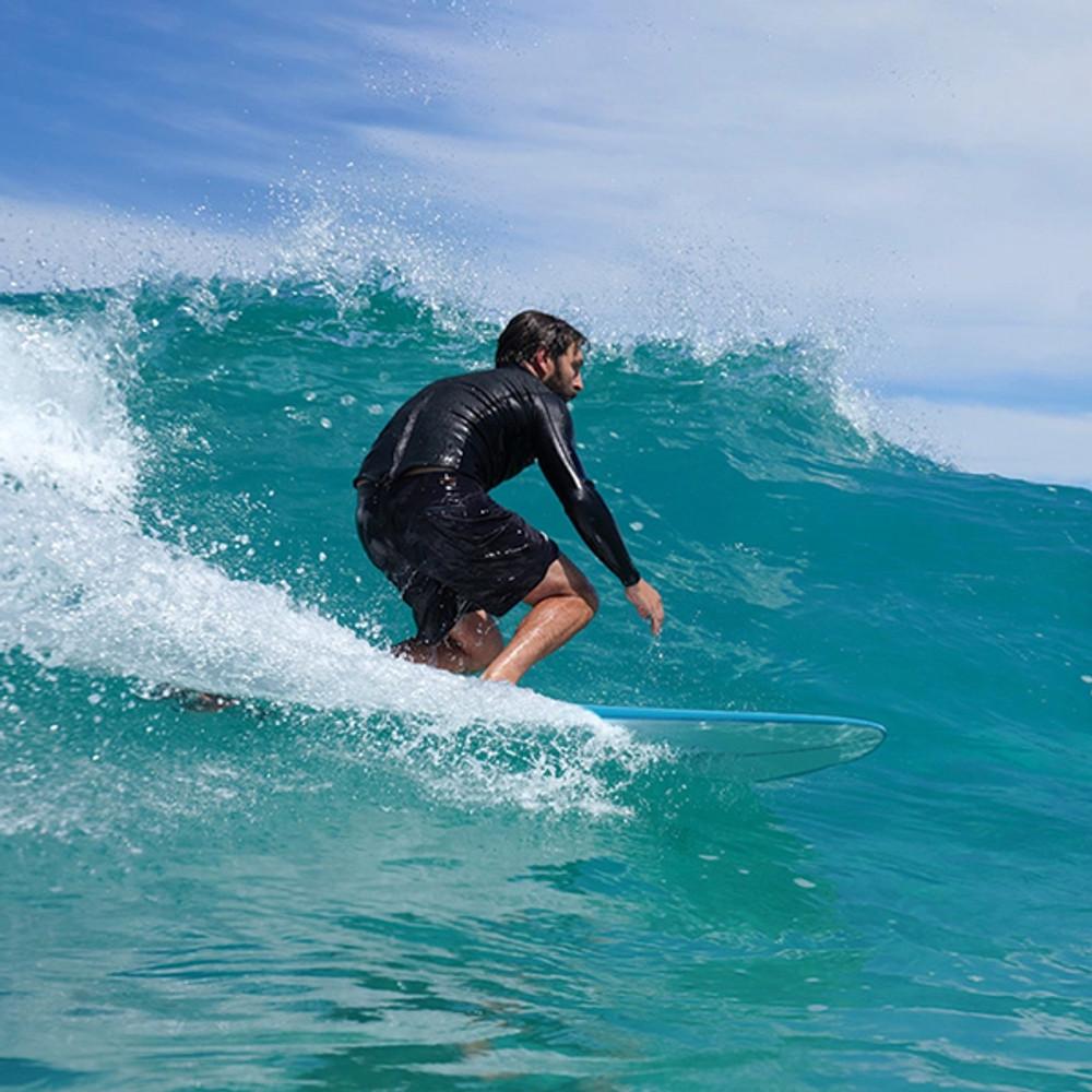 Happy Hour Surfboard | Ocean and Earth | Epoxy | Mid-Length | Full Nose and Pulled in Pin - Supreme Funboard